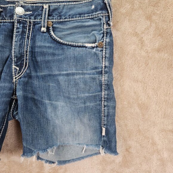 True Religion Made in USA Billy Giant Big T Jeans Short Denim Size 36 Seat 34 - Picture 12 of 15